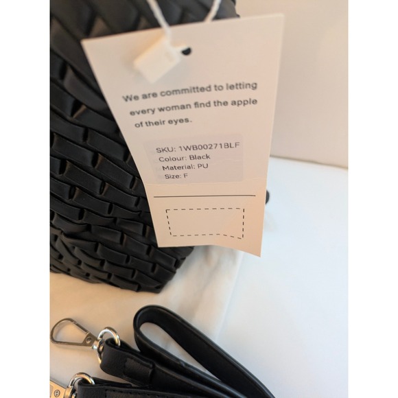 NEWBELLA Black Woven Faux Leather Shoulder Handbag Crossbody Strap Included - Picture 4 of 5